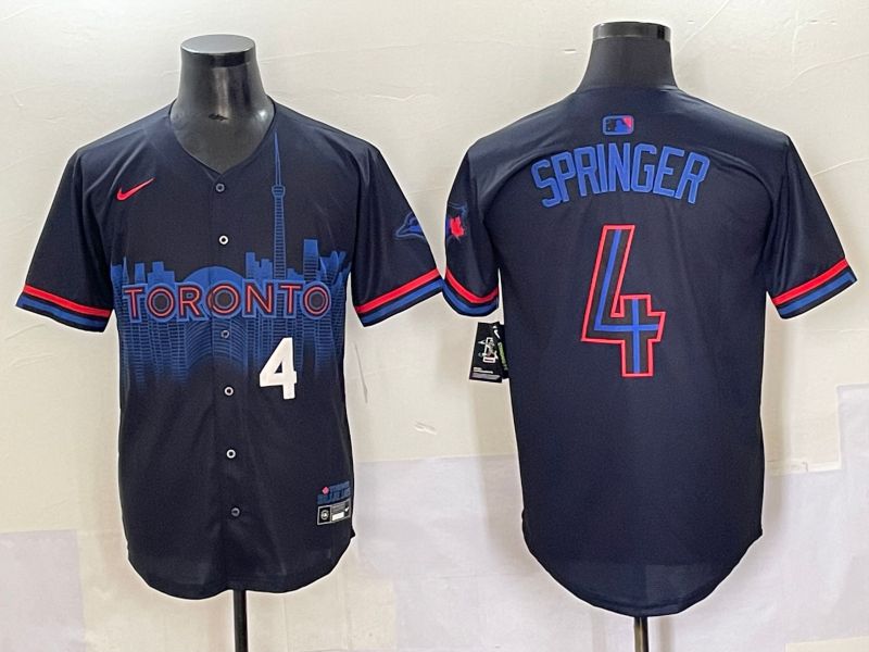 Men 2025 Toronto Blue Jays #4 Springer Black Joint Name Nike MLB Jersey style 4->toronto blue jays->MLB Jersey